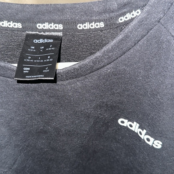 Black adidas crewneck with white stripes size medium - Picture 2 of 3